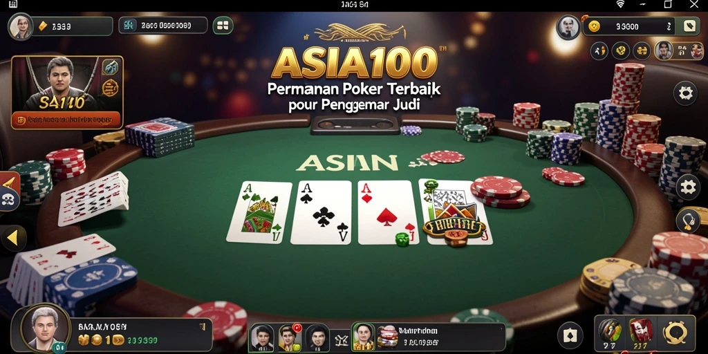 Tampilan menarik dari gameplay ASIA100 saat bermain poker.