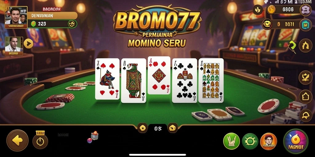 Screenshot BROMO77 menunjukkan permainan Domino yang seru dan interaktif.