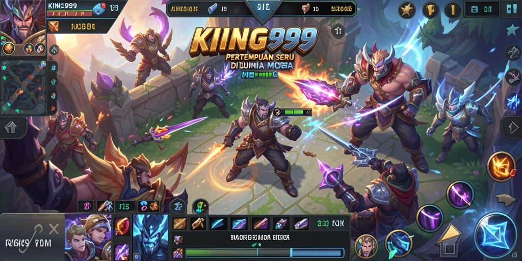 Tampilan gameplay seru KING999 dengan pertempuran strategis antar tim.