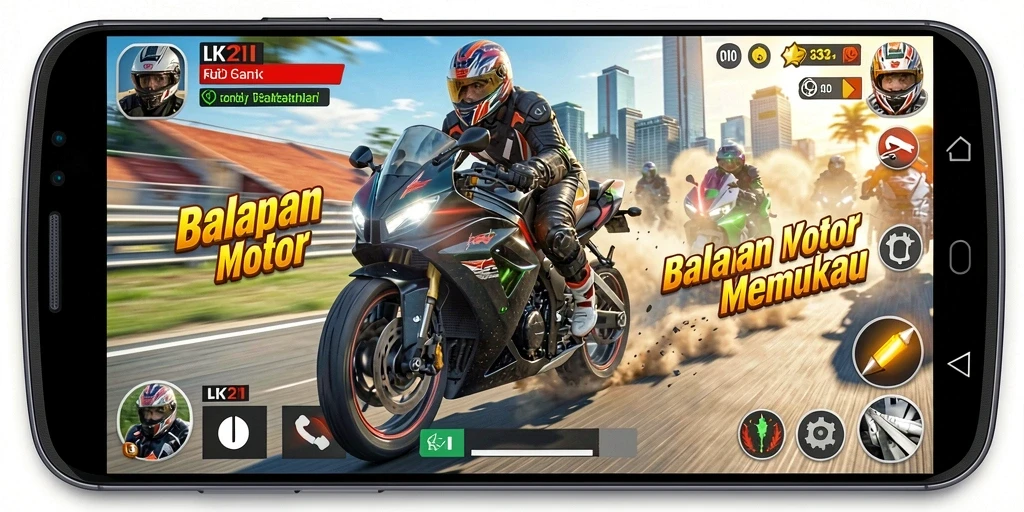 Gameplay menegangkan dengan balapan motor yang seru.