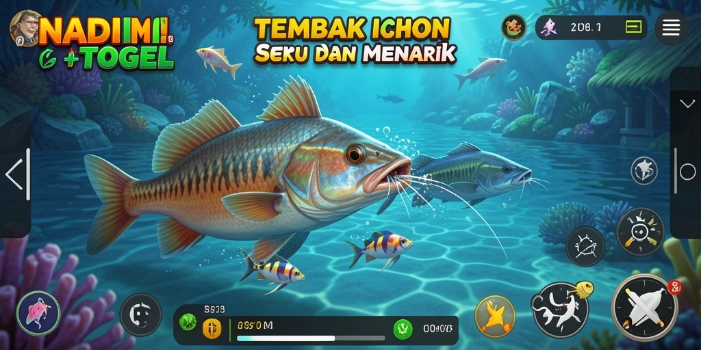 Screenshot gameplay NADIMTOGEL menampilkan aksi menembak ikan yang seru.