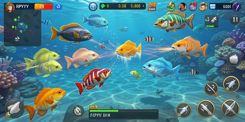 Screenshot utama RPYYY menampilkan aksi Tembak Ikan yang seru dan menegangkan.